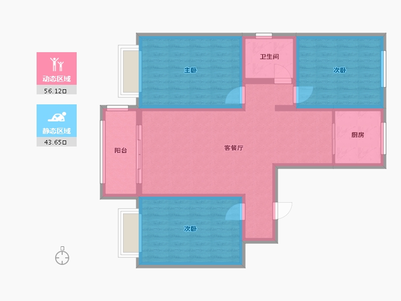 河北省-衡水市-金都印象城-88.80-户型库-动静分区