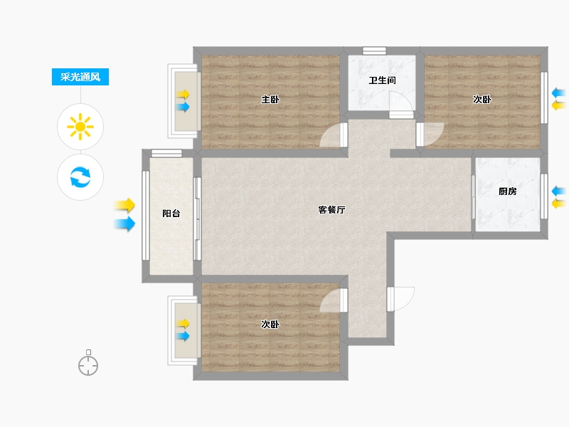 河北省-衡水市-金都印象城-88.80-户型库-采光通风