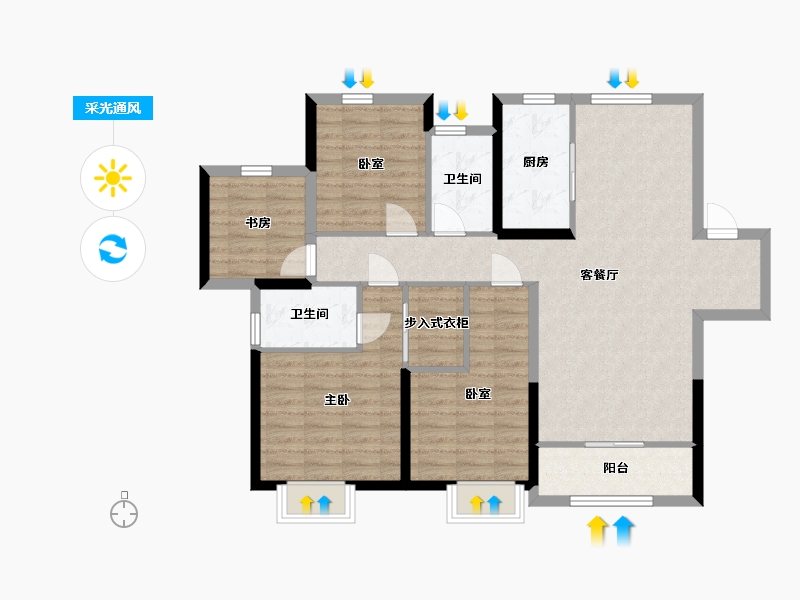 陕西省-西安市-宁海湾-114.73-户型库-采光通风