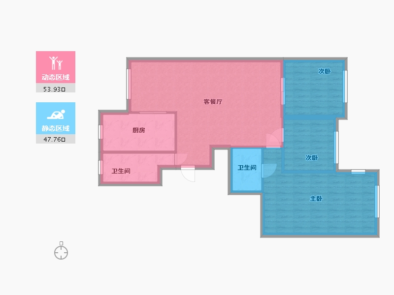 山东省-威海市-春山华居-86.85-户型库-动静分区