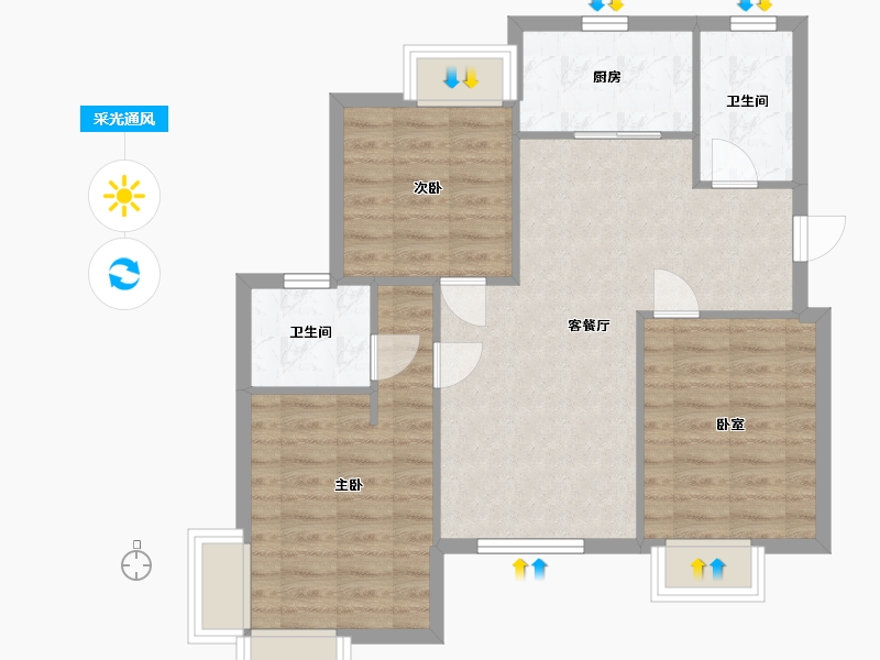 江苏省-苏州市-花苑-110.40-户型库-采光通风