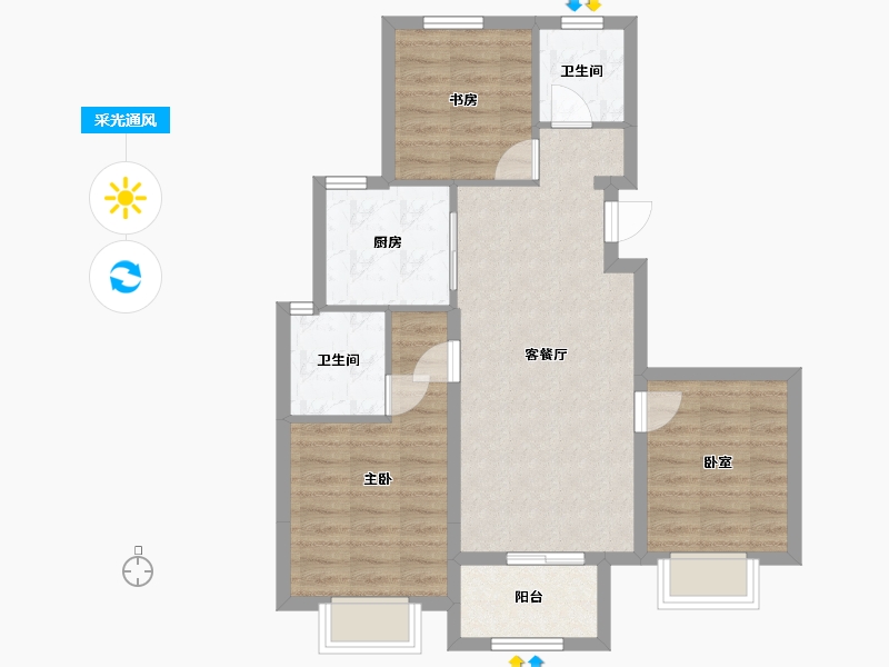 浙江省-绍兴市-鸿悦府-72.00-户型库-采光通风