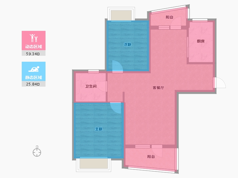 湖北省-武汉市-恋湖家园滨湖区二期-82.40-户型库-动静分区