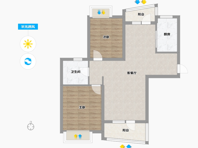 湖北省-武汉市-恋湖家园滨湖区二期-82.40-户型库-采光通风