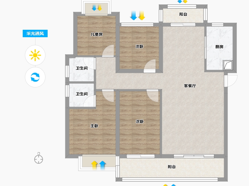 福建省-泉州市-华尔国际-97.60-户型库-采光通风