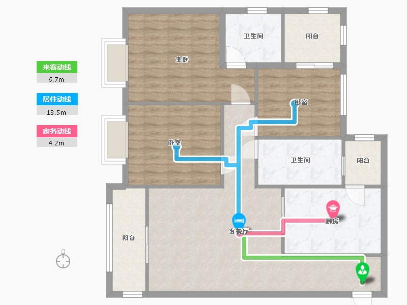 重庆-重庆市-渝复竹芸山水-2期-95.31-户型库-动静线