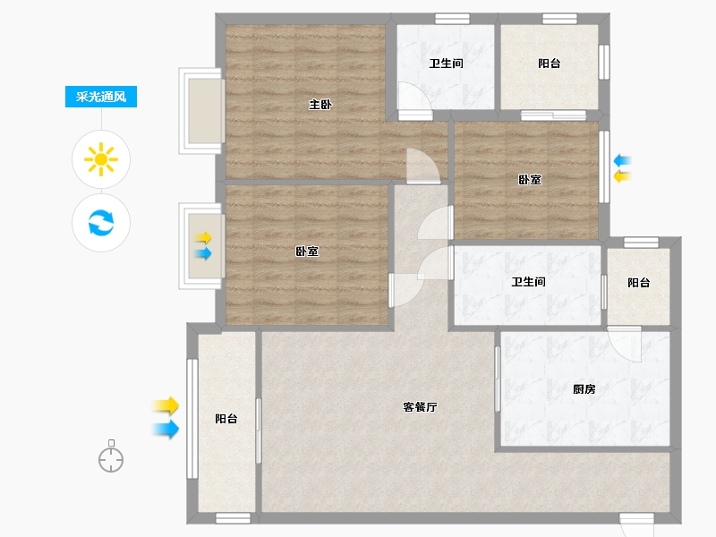 重庆-重庆市-渝复竹芸山水-2期-95.31-户型库-采光通风