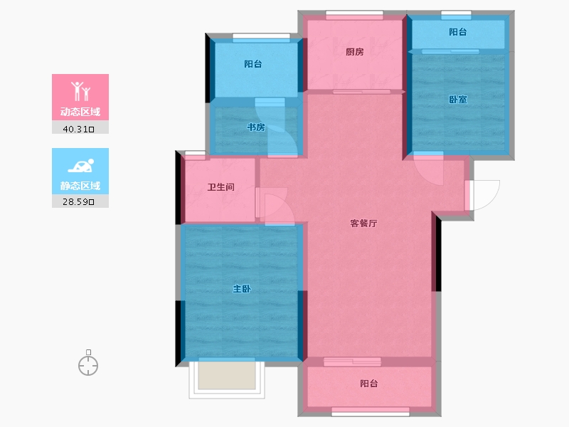 湖南省-长沙市-润和翰文府-63.00-户型库-动静分区