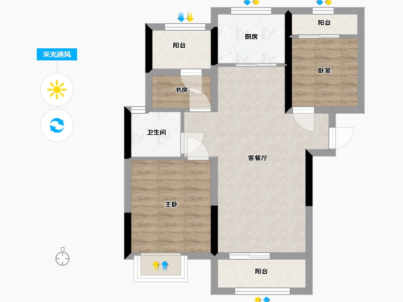 湖南省-长沙市-润和翰文府-63.00-户型库-采光通风