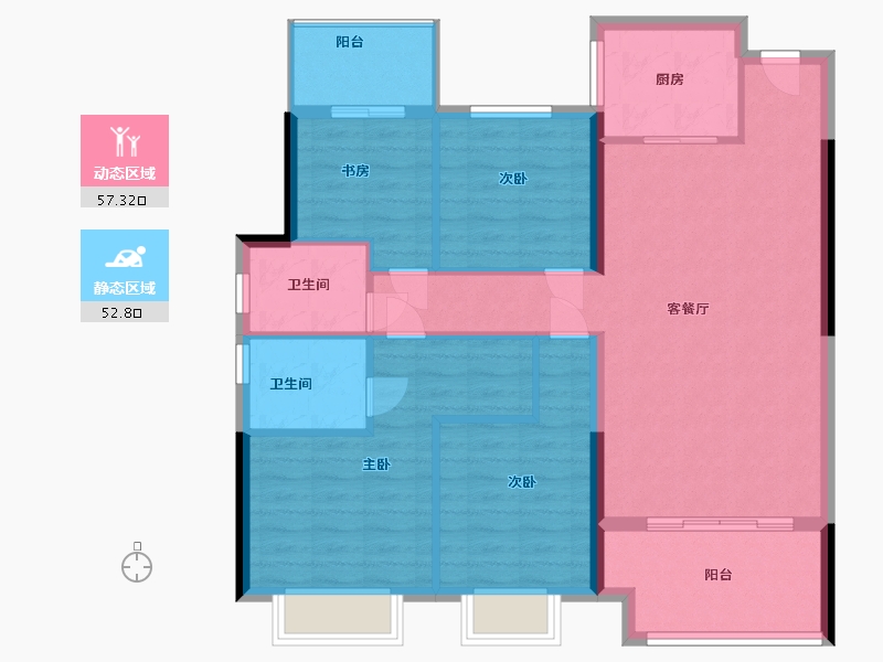 湖南省-邵阳市-康桥学苑-99.44-户型库-动静分区