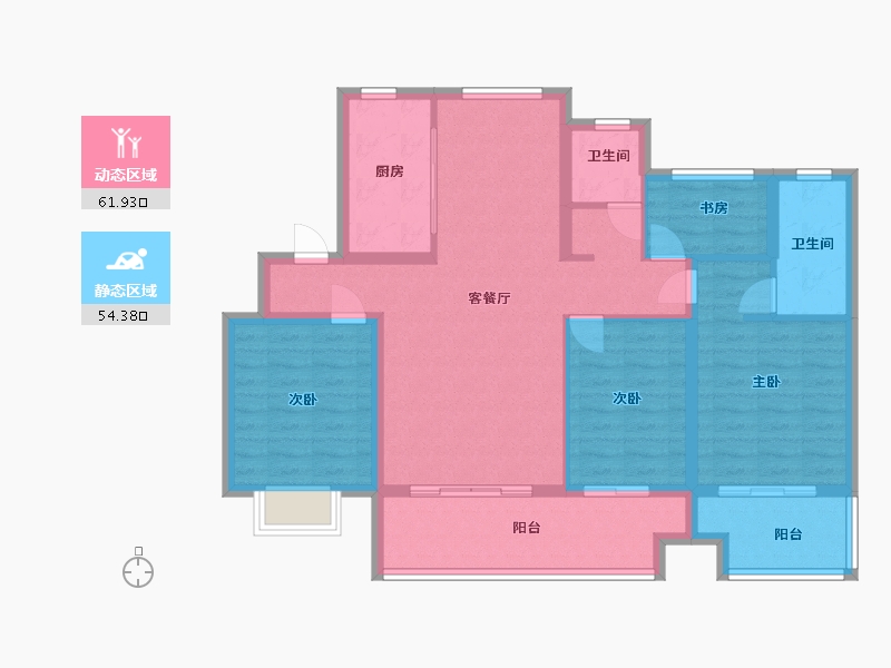 安徽省-淮北市-濉溪东信璟园-104.00-户型库-动静分区