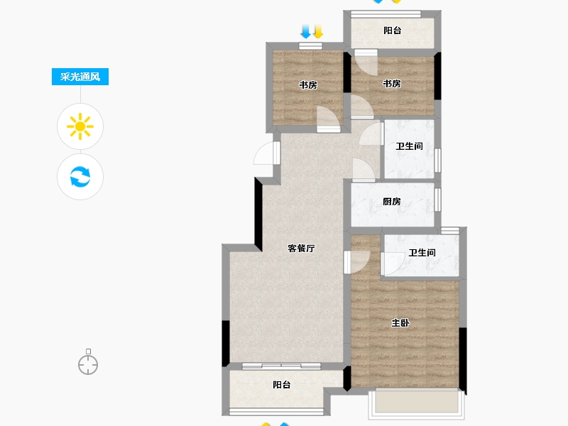 浙江省-湖州市-嘉靖府-75.83-户型库-采光通风