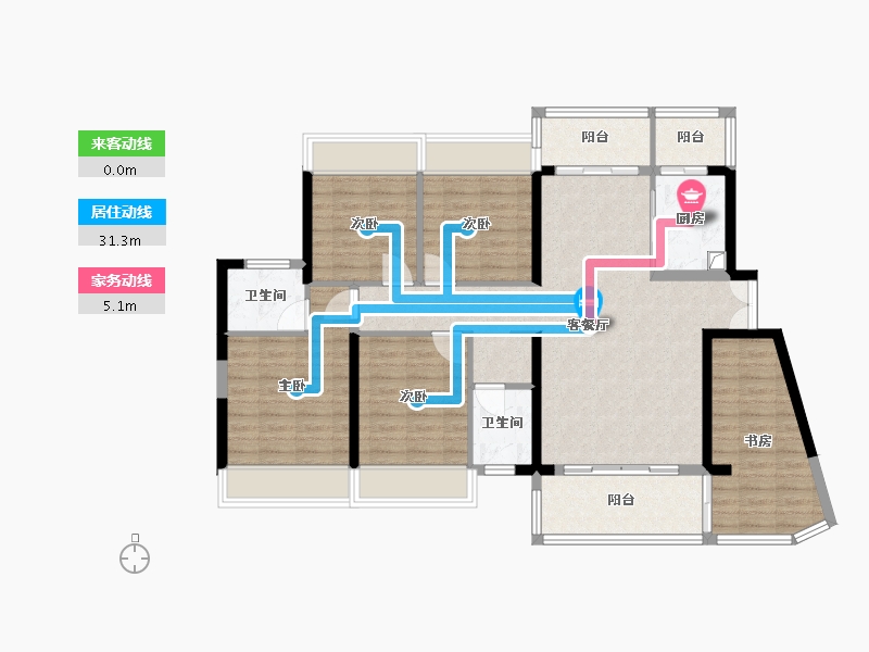 湖南省-郴州市-锦鹏北城名苑-130.40-户型库-动静线