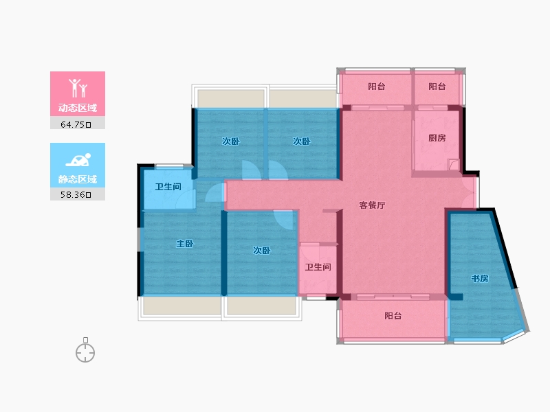 湖南省-郴州市-锦鹏北城名苑-130.40-户型库-动静分区