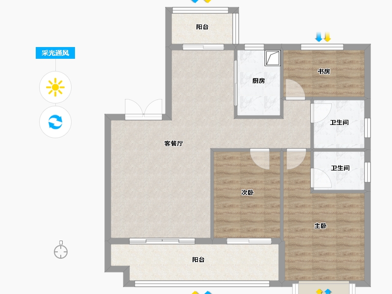 安徽省-池州市-弘业上林苑-87.00-户型库-采光通风