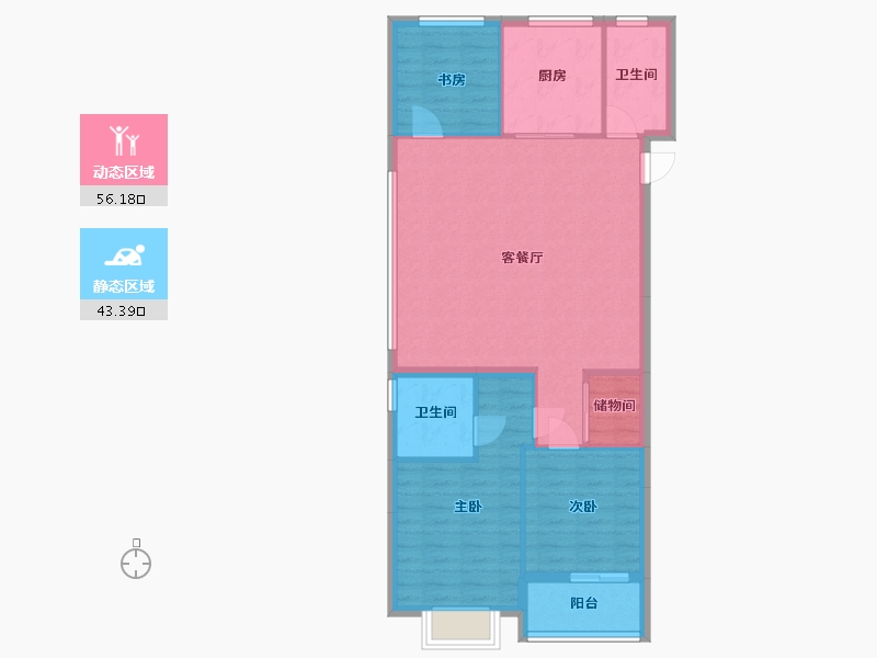 浙江省-金华市-福田金茂府-95.00-户型库-动静分区