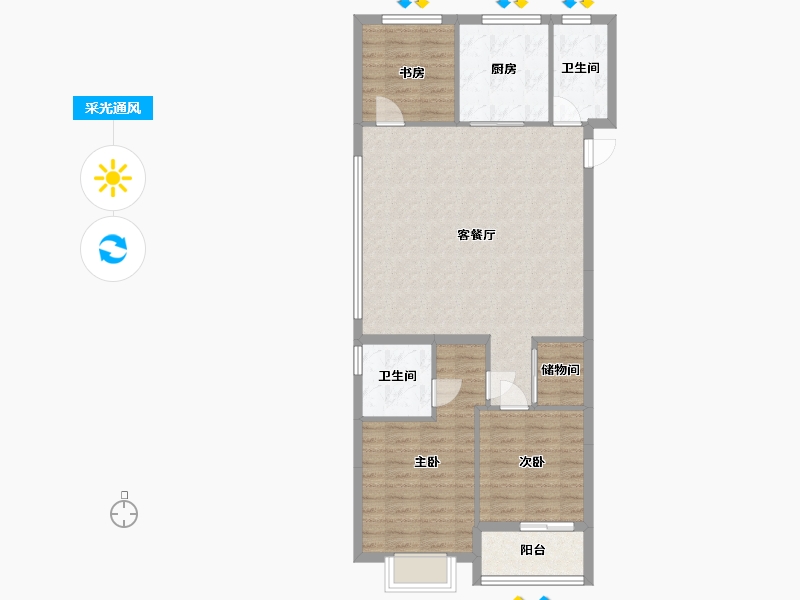 浙江省-金华市-福田金茂府-95.00-户型库-采光通风