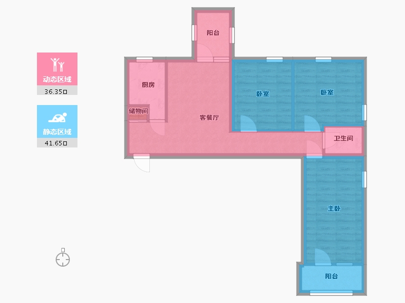 北京-北京市-翠微北里-57.00-户型库-动静分区