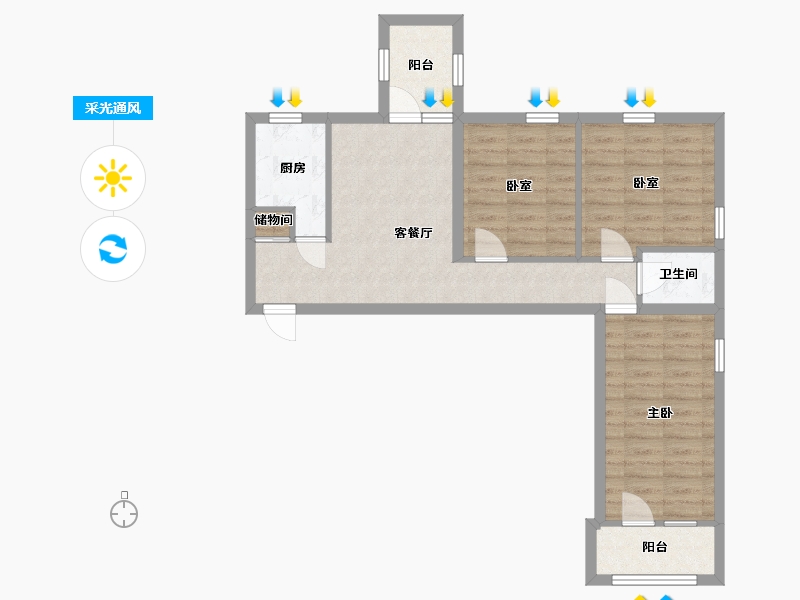 北京-北京市-翠微北里-57.00-户型库-采光通风