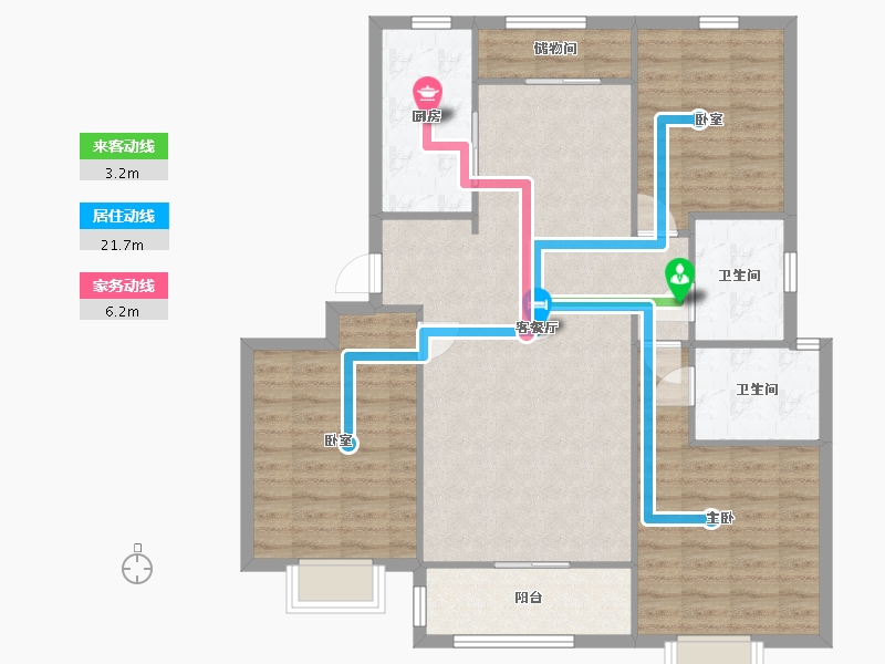 山东省-济南市-银丰唐郡玫瑰园-107.20-户型库-动静线