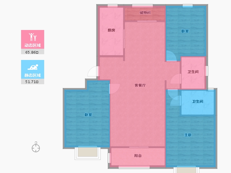 山东省-济南市-银丰唐郡玫瑰园-107.20-户型库-动静分区