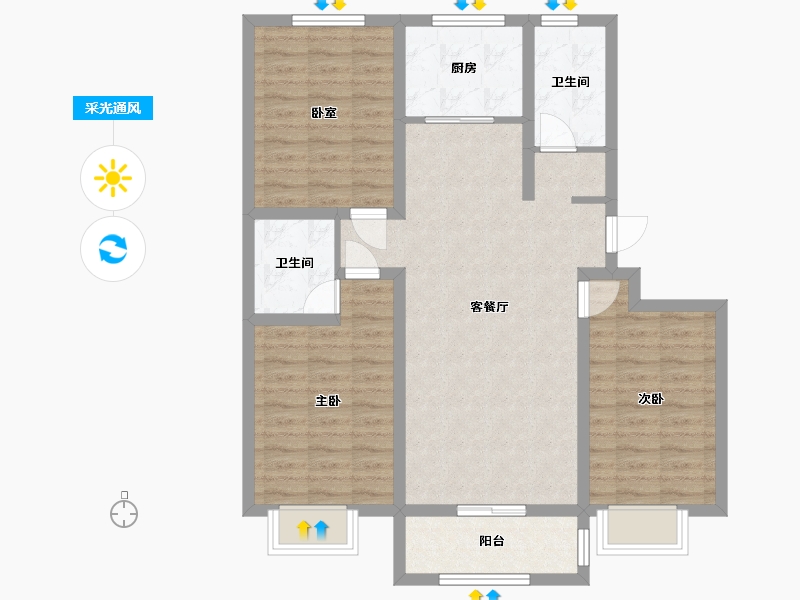 河北省-邢台市-金鼎花园-97.60-户型库-采光通风