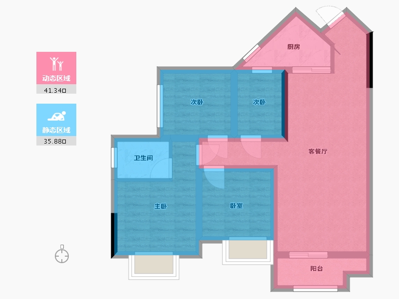 四川省-宜宾市-金江外滩-76.95-户型库-动静分区