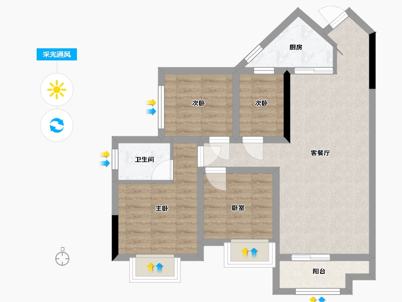 四川省-宜宾市-金江外滩-76.95-户型库-采光通风