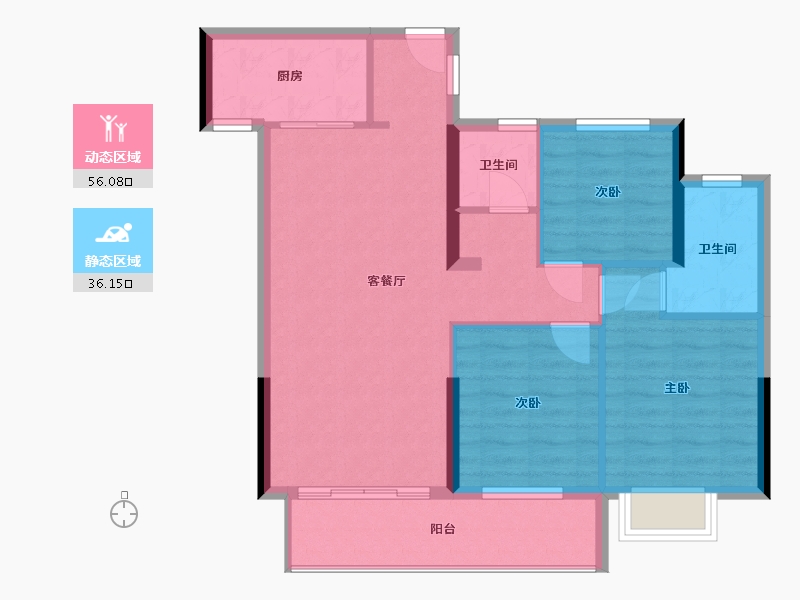 湖南省-衡阳市-大汉鸿雁云府-87.75-户型库-动静分区