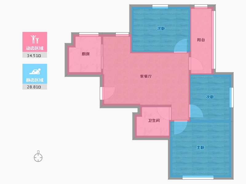 浙江省-杭州市-秋江雅院-66.81-户型库-动静分区