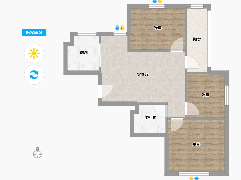 浙江省-杭州市-秋江雅院-66.81-户型库-采光通风