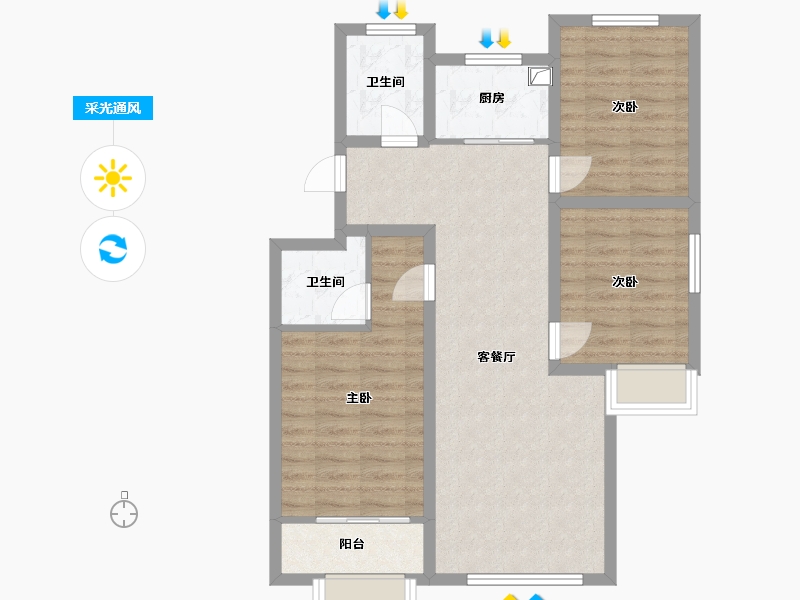 河北省-唐山市-清晖雅园-96.00-户型库-采光通风