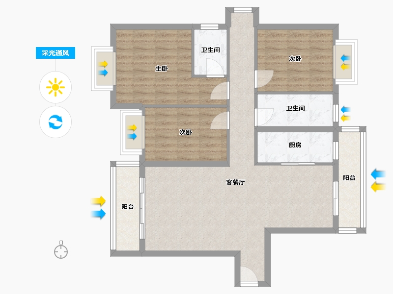 湖南省-郴州市-金鑫家园-118.40-户型库-采光通风