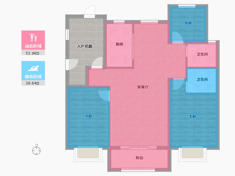 山东省-烟台市-凯润福邸-90.64-户型库-动静分区