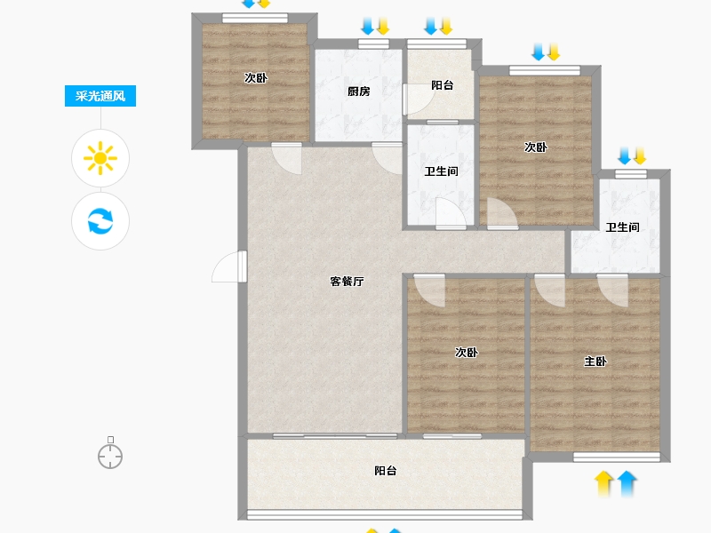 重庆-重庆市-金科天元道-96.00-户型库-采光通风