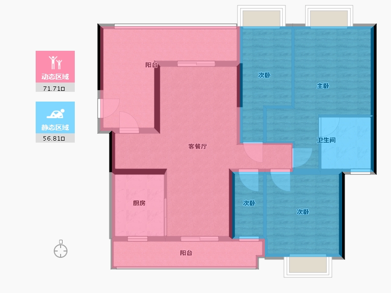 重庆-重庆市-恒大御景台-115.55-户型库-动静分区