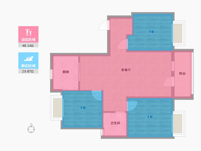 山东省-威海市-万科威高璞悦山-77.48-户型库-动静分区