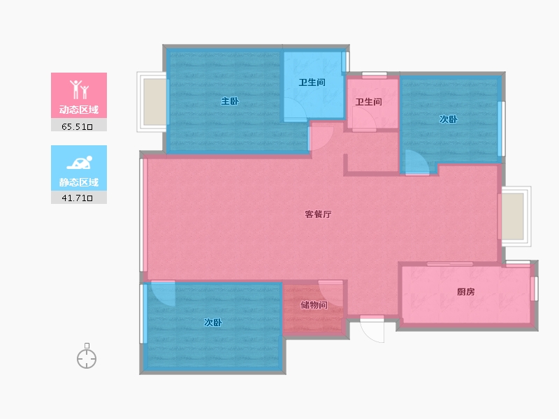 浙江省-绍兴市-中南世茂江山里-102.00-户型库-动静分区