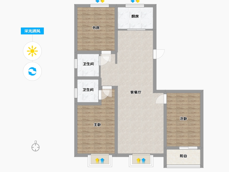 山西省-晋中市-王湖村-105.87-户型库-采光通风