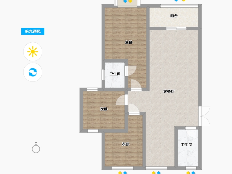 河北省-邢台市-北海-89.60-户型库-采光通风