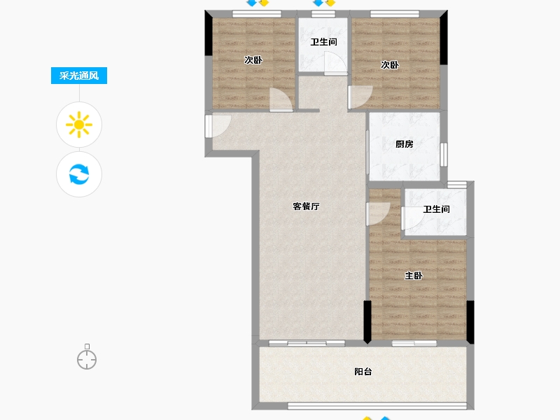 湖北省-黄冈市-书苑名居-100.00-户型库-采光通风