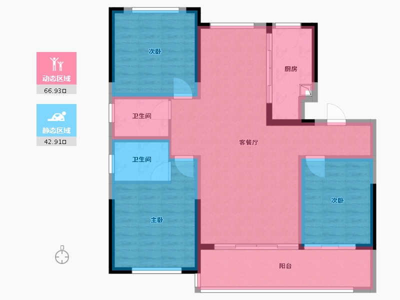 山东省-济南市-玫城壹品-95.62-户型库-动静分区