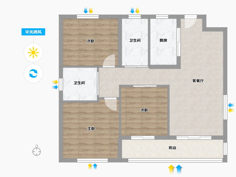 湖北省-武汉市-大华锦绣时代-82.00-户型库-采光通风