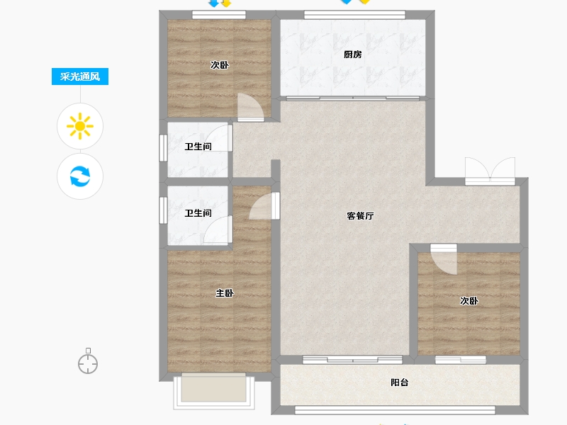 山东省-德州市-学府豪庭-95.20-户型库-采光通风