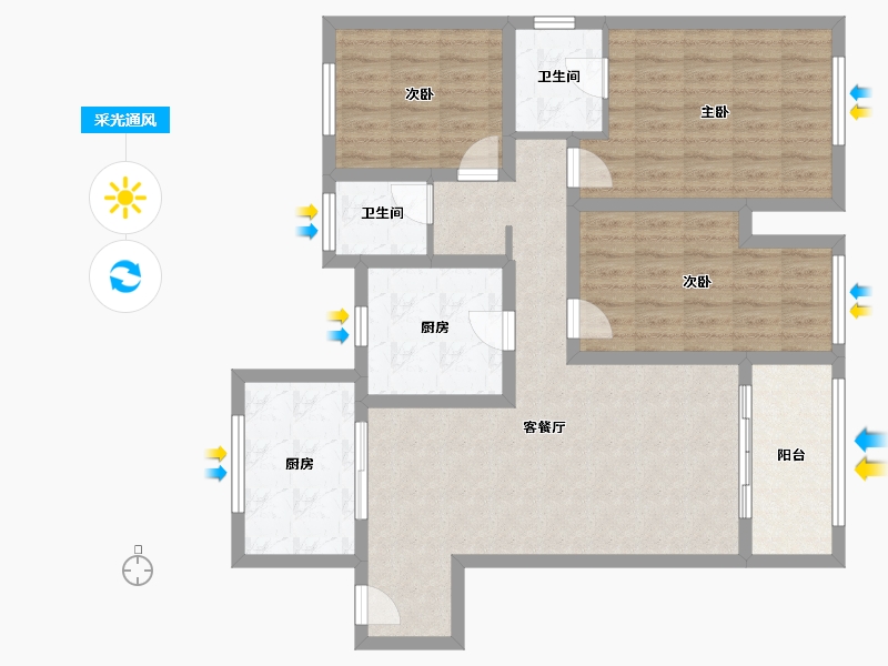 安徽省-滁州市-吾悦华府-106.30-户型库-采光通风