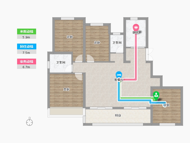 山东省-泰安市-泰山院子-128.00-户型库-动静线