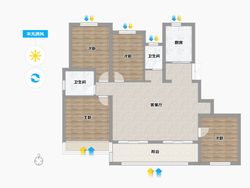 山东省-泰安市-泰山院子-128.00-户型库-采光通风