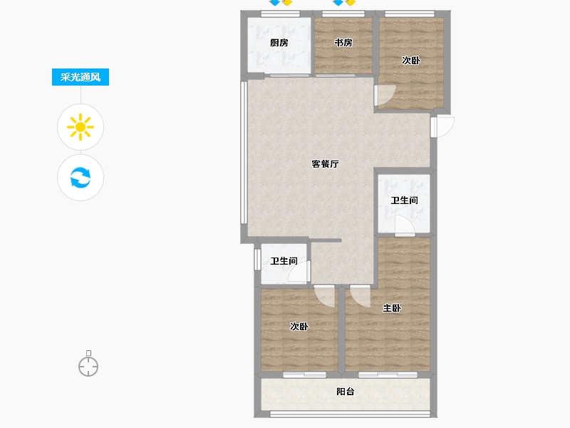 浙江省-杭州市-桂语新月-100.00-户型库-采光通风