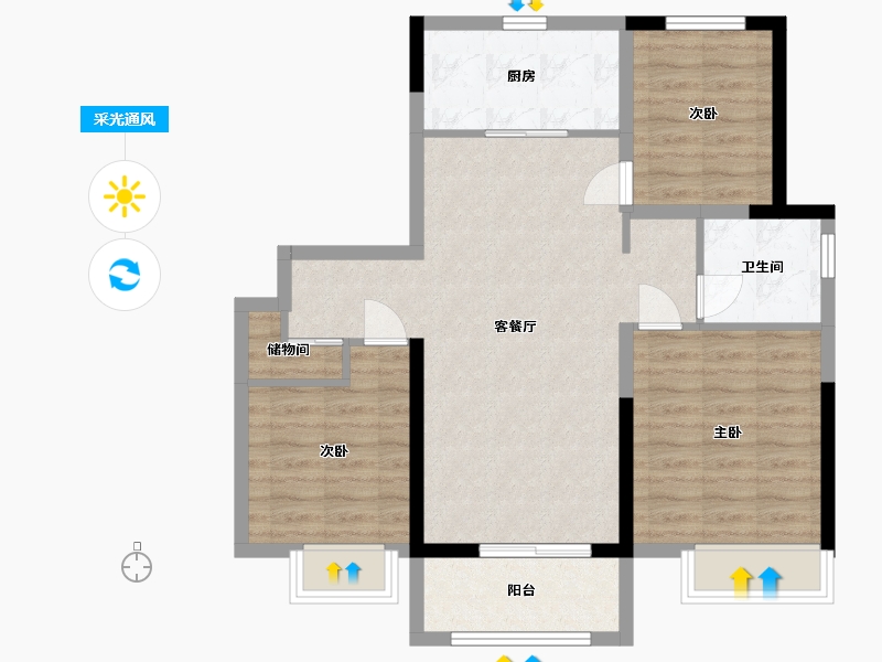 山东省-济南市-万科繁荣里-80.00-户型库-采光通风