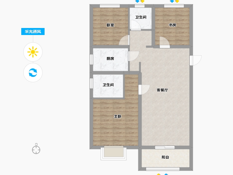 山西省-太原市-紫御华府-80.00-户型库-采光通风